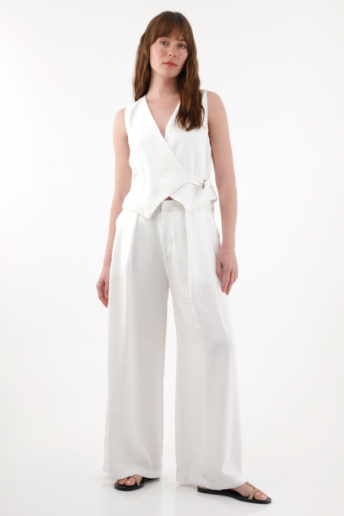 Dyaboo Pantalon Animal Print Blanco Y Negro Pantalón Wide Leg Con - Main Image