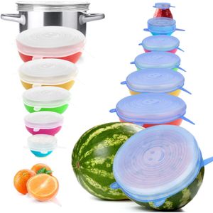 Setx12 Tapas De Silicona Reutilizables Elásticas Recipientes