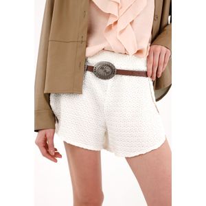 Short con pretina elástica y silueta sport crudo para mujer