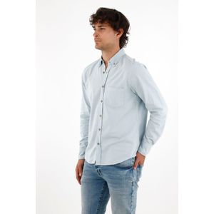 Camisa Oxford manga larga gris para hombre