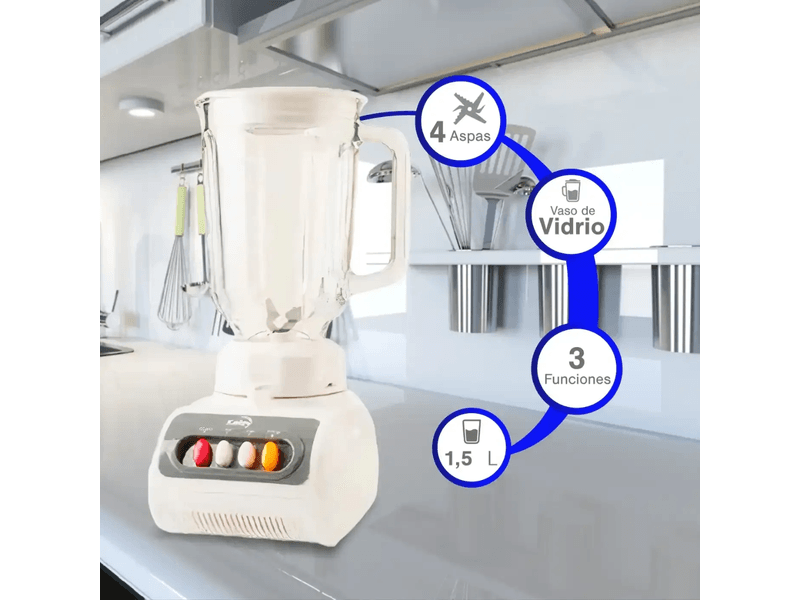 Licuadora Blanca Kalley K-LPP40S 400W Litros Agaval