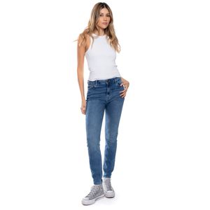 High Waist Skinny Fit Jeans Tono Medio