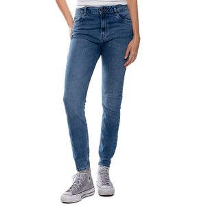High Waist Skinny Fit Jeans Tono Medio