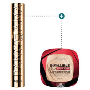 Kit  Loreal Paris Panorama A Prueba De Agua + Base Polvo Infallible Fresh Wear True Beige 130