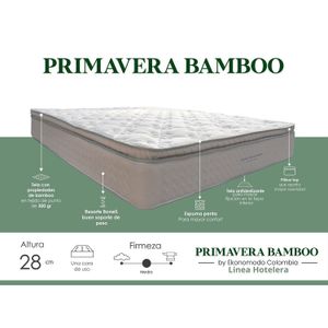 Colchon Semiortopedico King Primavera Bamboo con Un Pillow