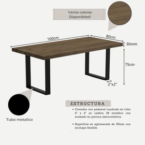 Juego de Comedor Celeno beyota con 6 Sillas Milano negro