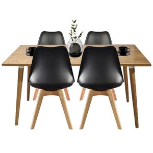 Juego de Comedor Madera Robledo con 4 Sillas Milano negra