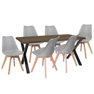 Juego de Comedor Indika beyota con 6 Sillas Milano gris
