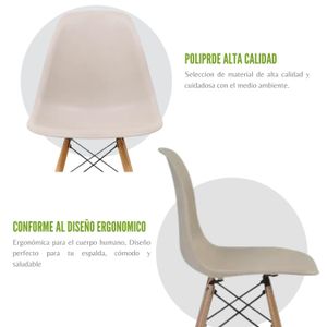 Juego de Comedor basic Madera con 4 Sillas Eames beige