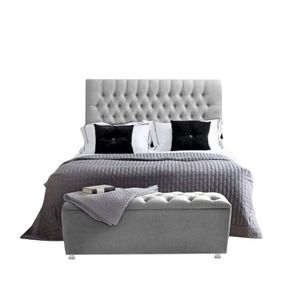 Base Cama Con Espaldar Semidoble Paris Gris Perla