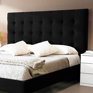 Base Cama Con Espaldar Sencillo Luxury Negro