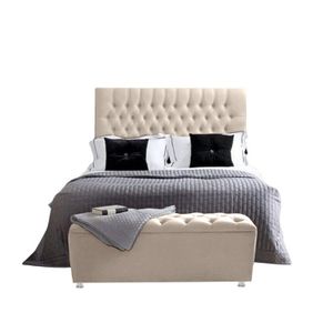 Base Cama Con Espaldar Semidoble Paris Beige