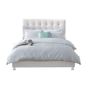 Base Cama Con Espaldar Sencillo Luxury Blanco