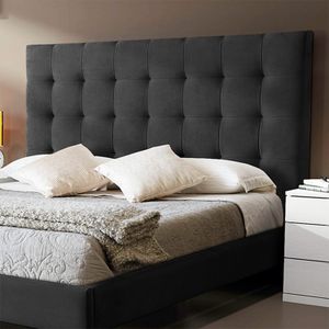 Base Cama Con Espaldar Sencillo Luxury Gris Plomo