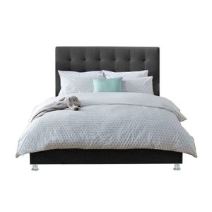 Base Cama Con Espaldar Semidoble Luxury Gris Plomo