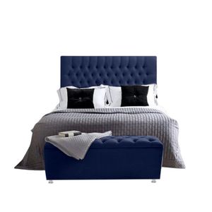 Base Cama Con Espaldar Semidoble Paris Azul