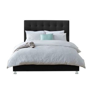 Base Cama Con Espaldar Semidoble Luxury Negro