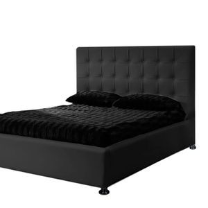 Base Cama Con Espaldar Semidoble Ilusion Negro