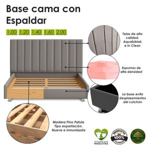 Base Cama Con Espaldar Semidoble Natura Taupe