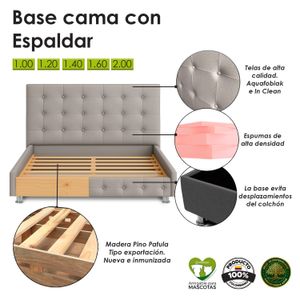 Base Cama Con Espaldar Queen Capital Beige
