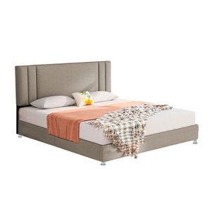 Base Cama Con Espaldar Sencillo Lupe Taupe