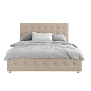 Base Cama Con Espaldar Doble Capital Beige