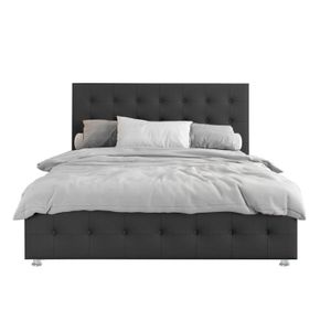 Base Cama Con Espaldar Doble Capital Gris Plomo