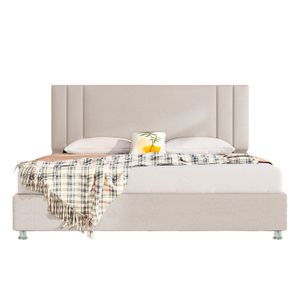 Base Cama Con Espaldar Semidoble Lupe Beige