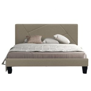 Base Cama Con Espaldar Sencillo Hampton Taupe