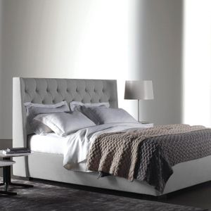 Base Cama Con Espaldar Doble Marfil Gris Perla