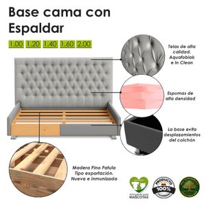 Base Cama Con Espaldar King Marfil Blanco