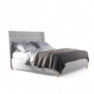 Base Cama Con Espaldar King Marfil Blanco