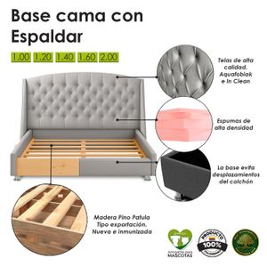 Base Cama Con Espaldar Doble Italia Taupe