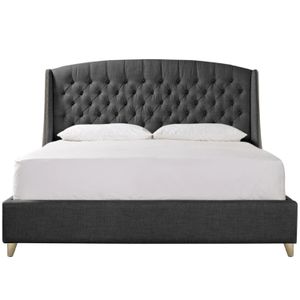 Base Cama Con Espaldar Doble Italia Gris Plomo