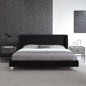 Base Cama Con Espaldar Semidoble Mousai Negro