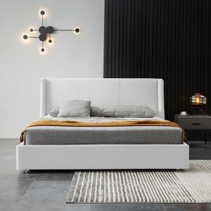 Base Cama Con Espaldar Semidoble Mousai Blanco