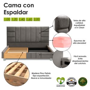 Cama Queen Fiora Gris Plomo