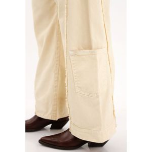 Jean Wide Leg con cortes desflecados amarillo para mujer