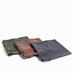 Servilleta de tela flecos gris setx2