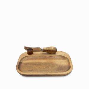 Tabla y cuchillo para quesos en acacia