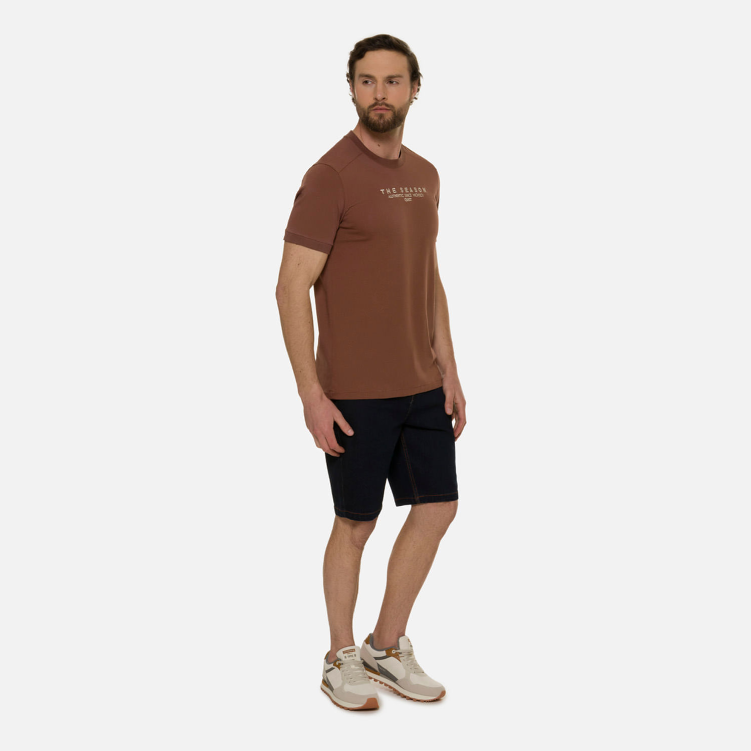 Camiseta Manga Corta Color Brunette Para Hombre - Agaval