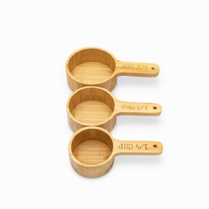 Tazas medidoras en bambú x3