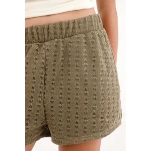 Short con pretina elástica tejido verde para mujer