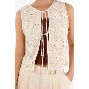 Chaleco con diseño bordado de peces para mujer