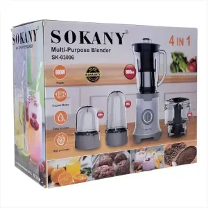 Licuadora Multiusos 4 En 1 Sokany 800ml Vaso De Plastico 800W Sk-03006