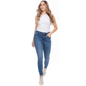 High Waist Skinny Fit Jeans Tono Medio