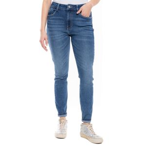High Waist Skinny Fit Jeans Tono Medio