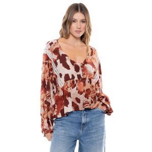 Camisa Manga Larga Estampado De Flores