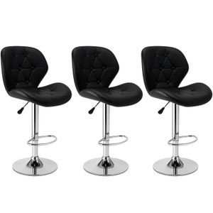 Set X3 Silla Bar Bari Botones Negra Giratoria 360° Altura Ajustable