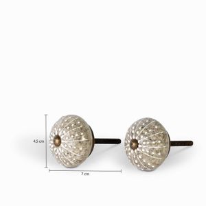 Pomo Cerámica Plateado Set x 2